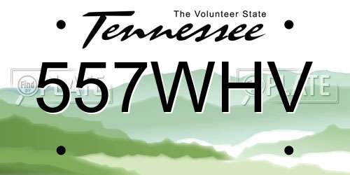 557WHV Tennessee License Plate