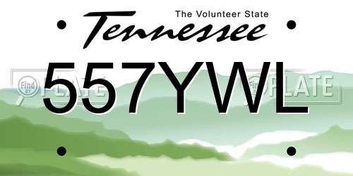 557YWL Tennessee License Plate