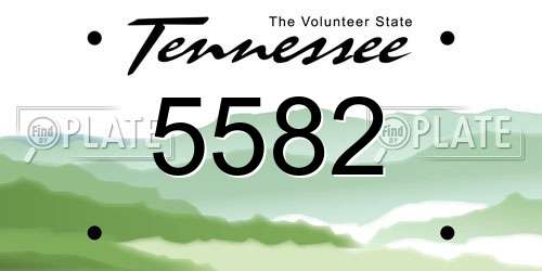 5582 Tennessee License Plate