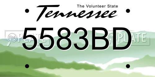 5583BD Tennessee License Plate