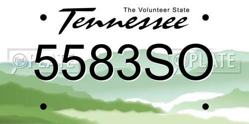 5583SO Tennessee License Plate