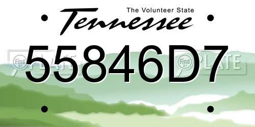 55846D7 Tennessee License Plate