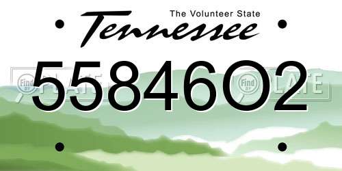55846O2 Tennessee License Plate