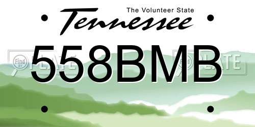 558BMB Tennessee License Plate