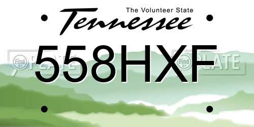 558HXF Tennessee License Plate