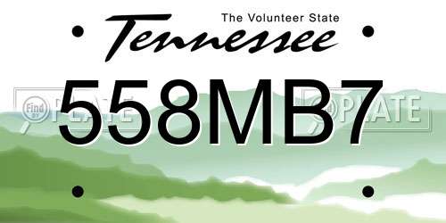 558MB7 Tennessee License Plate