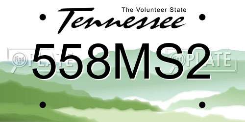 558MS2 Tennessee License Plate