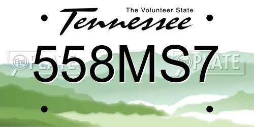 558MS7 Tennessee License Plate