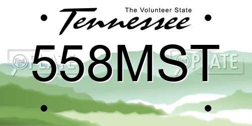 558MST Tennessee License Plate