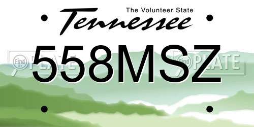 558MSZ Tennessee License Plate