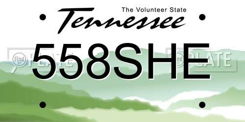 558SHE Tennessee License Plate