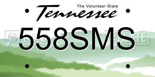 558SMS Tennessee License Plate