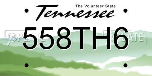 558TH6 Tennessee License Plate