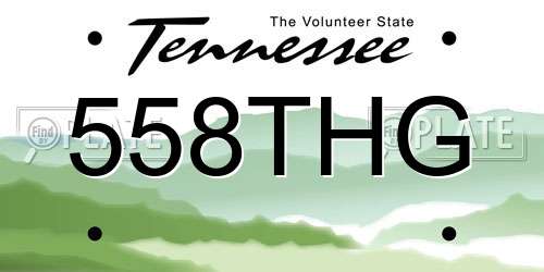 558THG Tennessee License Plate