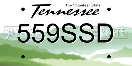 559SSD Tennessee License Plate