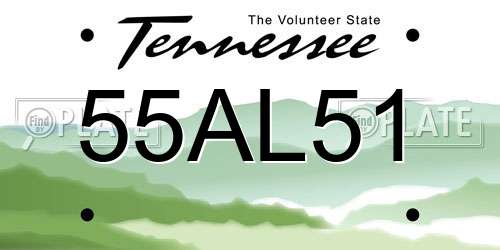 55AL51 Tennessee License Plate