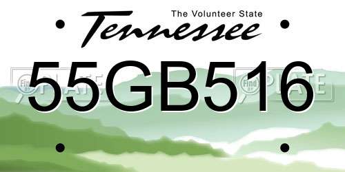 55GB516 Tennessee License Plate