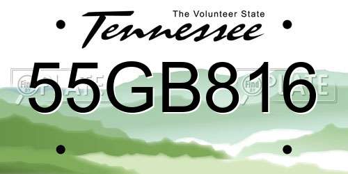55GB816 Tennessee License Plate
