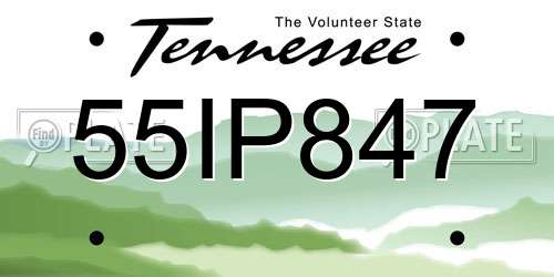 55IP847 Tennessee License Plate