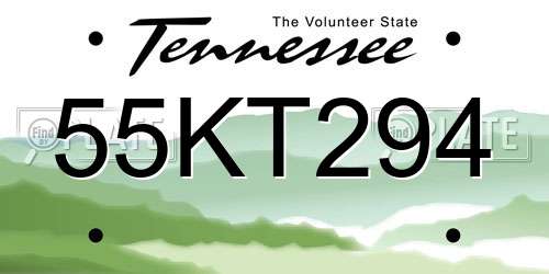 55KT294 Tennessee License Plate