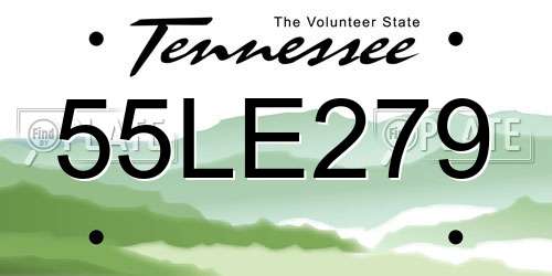 55LE279 Tennessee License Plate
