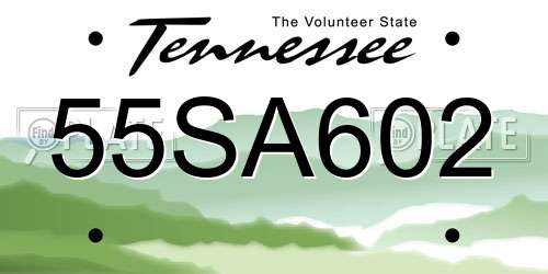 55SA602 Tennessee License Plate