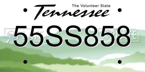 55SS858 Tennessee License Plate