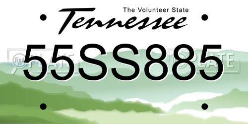 55SS885 Tennessee License Plate
