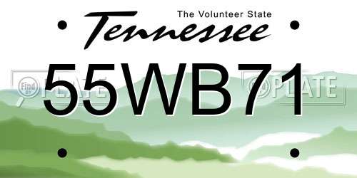 55WB71 Tennessee License Plate