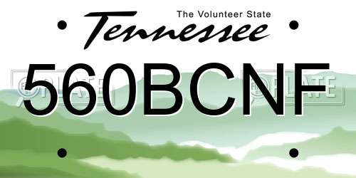 560BCNF Tennessee License Plate