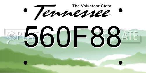 560F88 Tennessee License Plate
