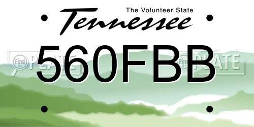 560FBB Tennessee License Plate