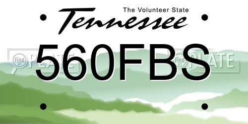 560FBS Tennessee License Plate