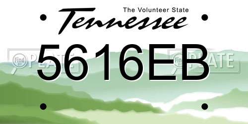 5616EB Tennessee License Plate