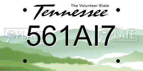 561AI7 Tennessee License Plate