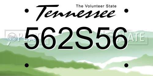 562S56 Tennessee License Plate