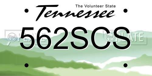 562SCS Tennessee License Plate