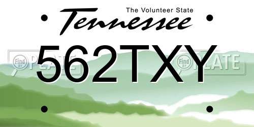 562TXY Tennessee License Plate