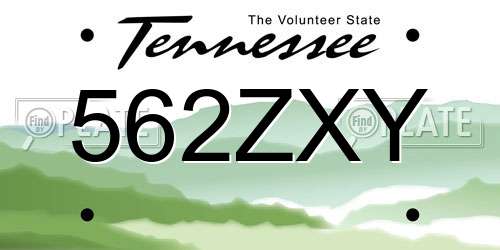 562ZXY Tennessee License Plate
