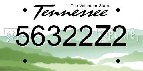 56322Z2 Tennessee License Plate