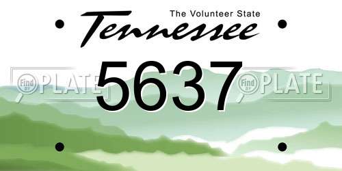 5637 Tennessee License Plate
