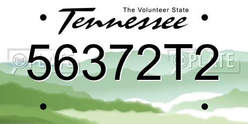 56372T2 Tennessee License Plate