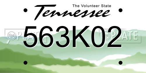 563K02 Tennessee License Plate