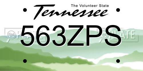 563ZPS Tennessee License Plate