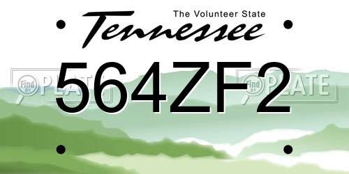 564ZF2 Tennessee License Plate