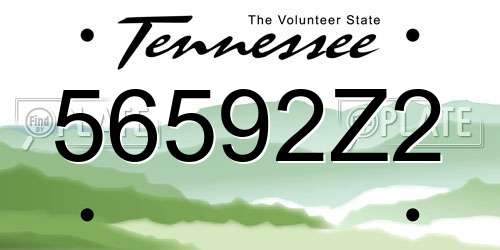 56592Z2 Tennessee License Plate