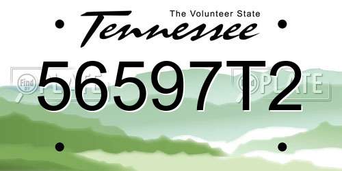 56597T2 Tennessee License Plate