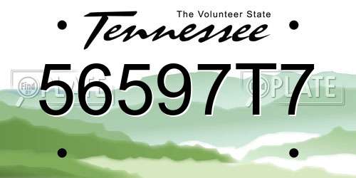 56597T7 Tennessee License Plate