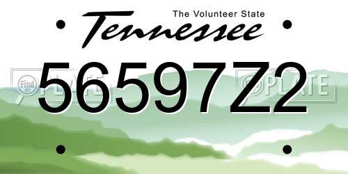 56597Z2 Tennessee License Plate