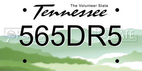 565DR5 Tennessee License Plate